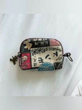 Cute Japanese vintage style Canvas Coin Purse wallet blue cream deer chicken red